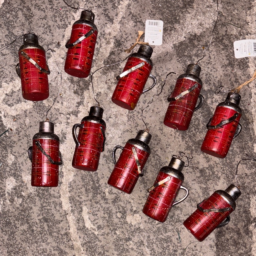 Red Metal Thermos Ornaments